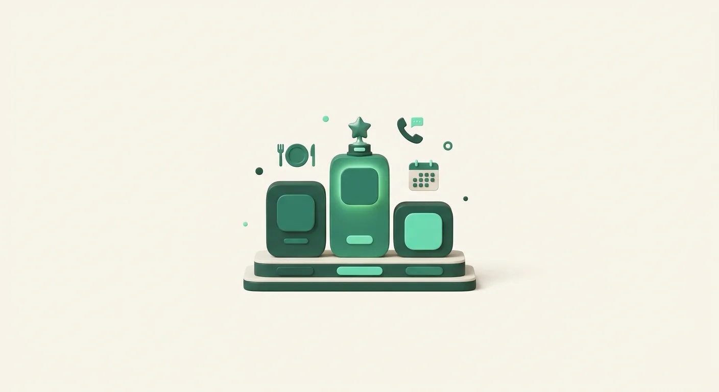 Illustration d'un podium d'applications avec une étoile, pour le classement des meilleurs logiciels pour restaurants.
